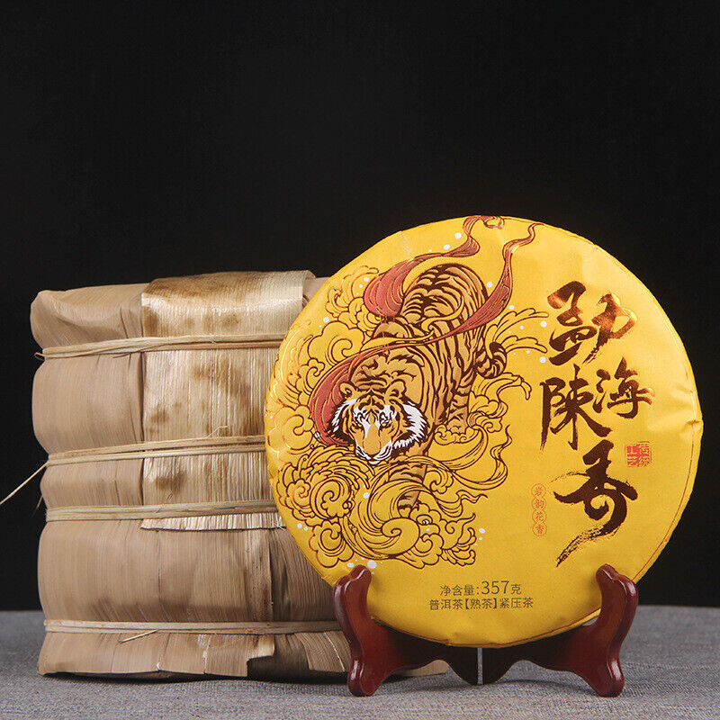 357g 2017 Menghai Scent of Time Ripe Puer Tea Golden Bud Shu Puerh Tea