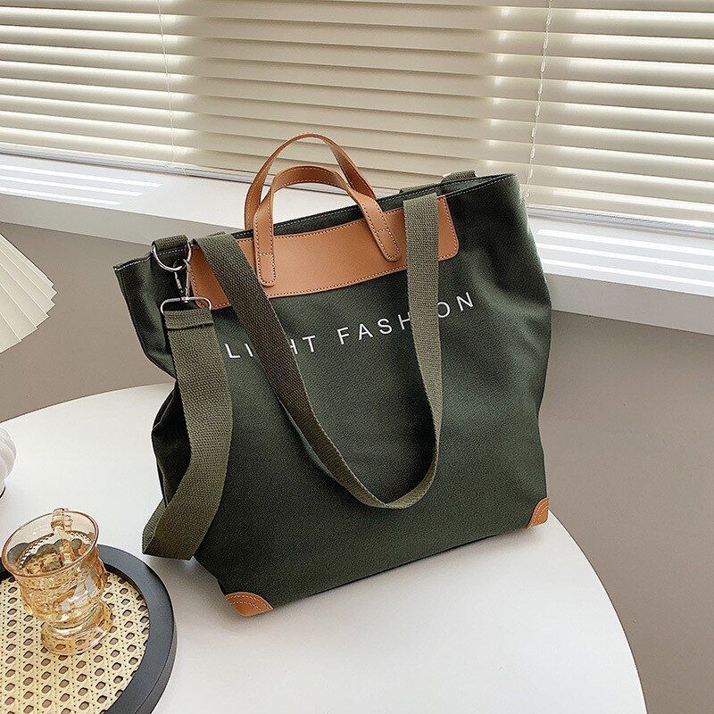 Canvas Handbag Shoulder Crossbody Bag Large Leather Shopper Bag 41*35*17CM Pouch