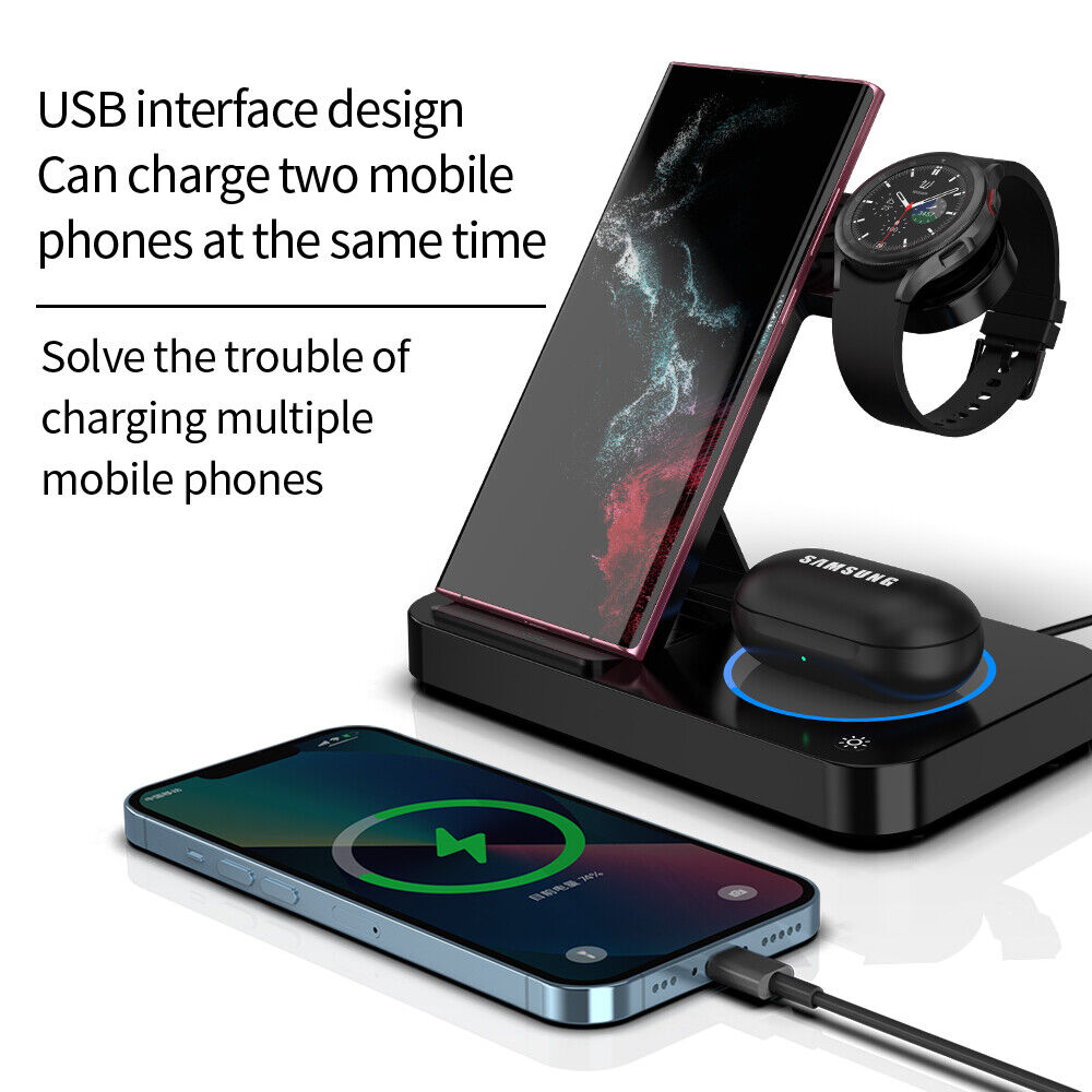 15W Wireless Charger Station +Charging Adapter For Samsung Galaxy Note 20 Ultra