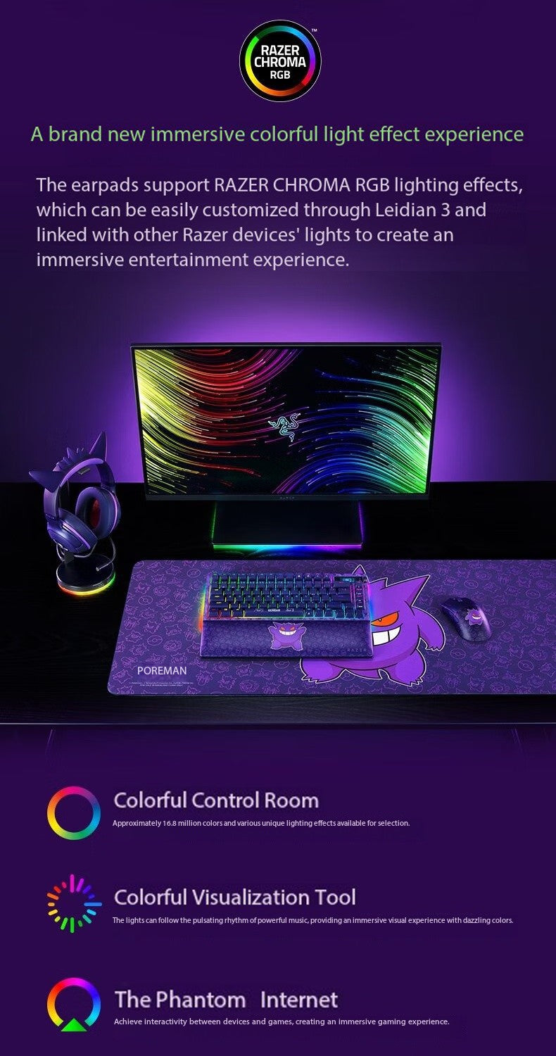 Razer x Pokémon Gengar Kraken V2 Wired Headset Headphone Limited Edition