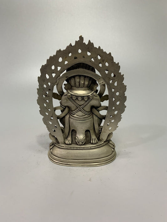 Exquisite Old Chinese Tibet Silver Handcarved Buddha King Kong Statue 618g