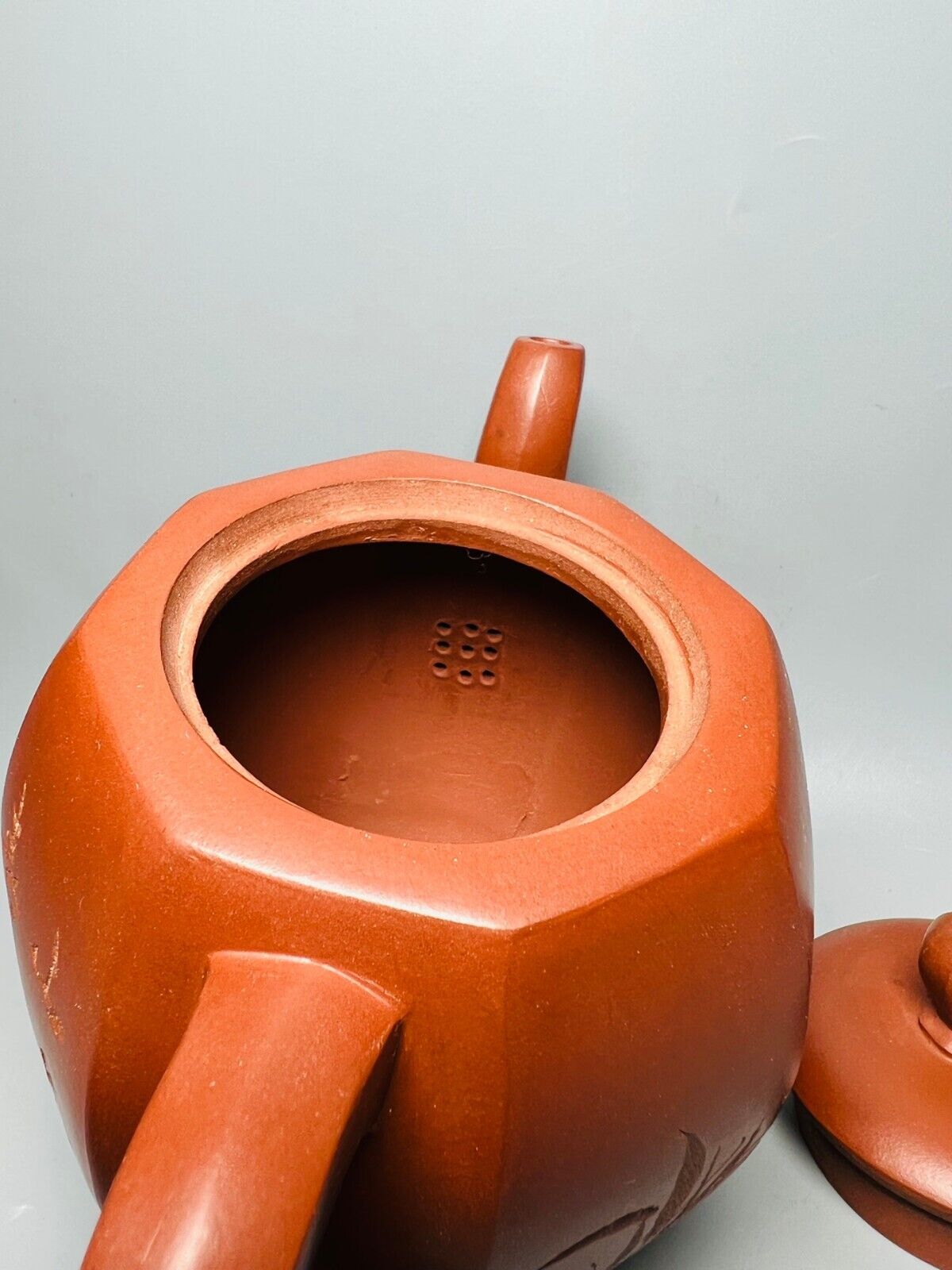 Chinese Yixing Zisha Clay Handmade Exquisite Teapot (六方刻字壶底款:顾景舟)