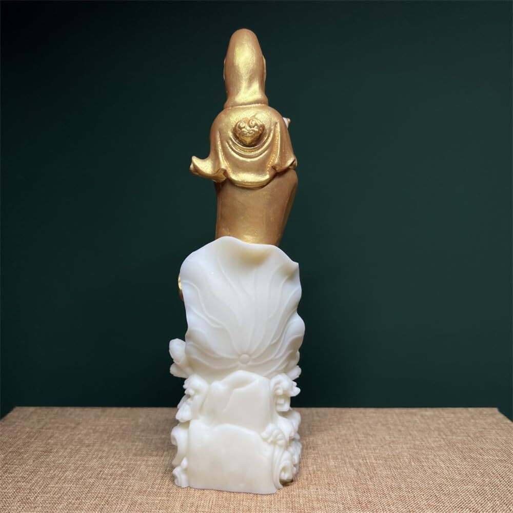 20cm Green Tara Guanyin Bodhisattva Statue on Lotus Altar Buddhist Decor