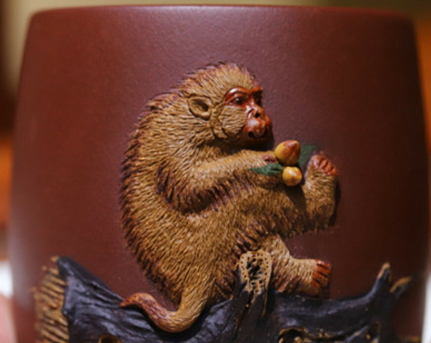 chinese handmade Yixing ZiSha Clay Monkey Master tea cup Kungfu Cup 140cc