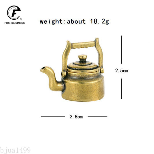Antique Copper Mini Fingertip Kettle Teapot Pocket Incense Burner Retro Brass