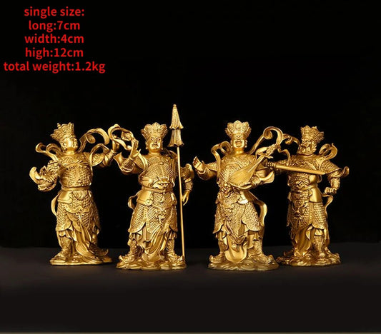 4pc/set Chinese The Four Heavenly Kings Animal Statue Home Buddha Fengshui Decor