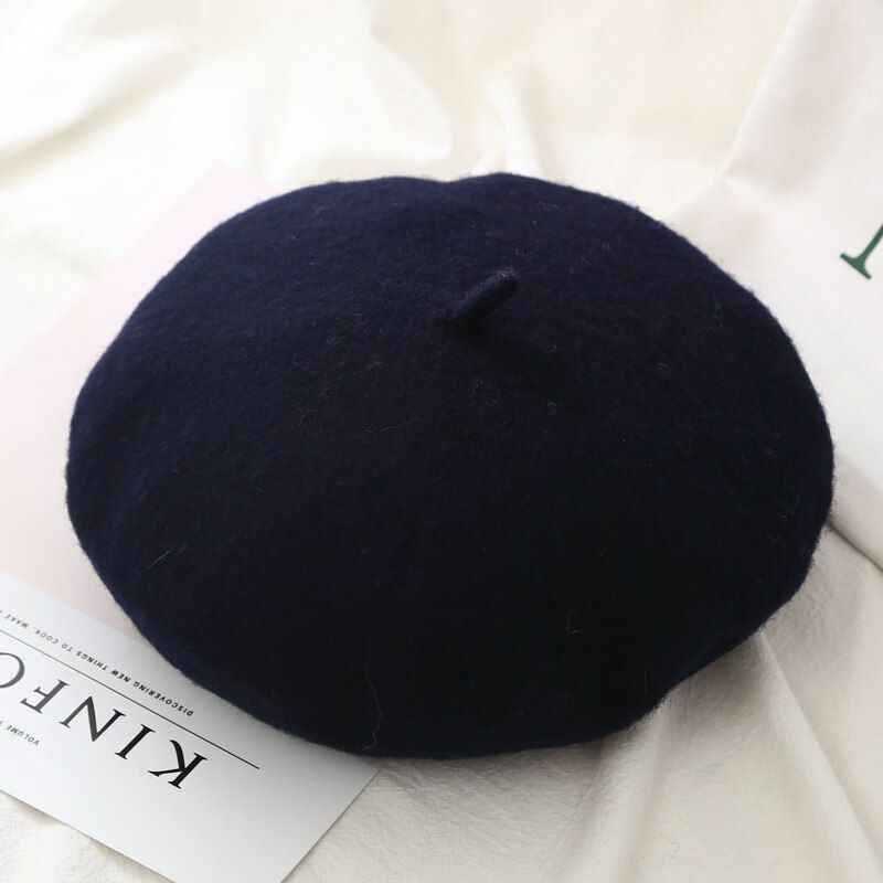 Women Beret Cap Winter Warm Wool Hat Fashion Elegant Plain Hiking Thermal 1 PC