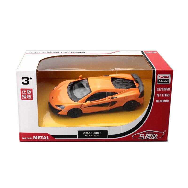 McLaren 600LT Model Car 1:36 Diecast Toy Cars Pull Back Doors Open Boys Orange