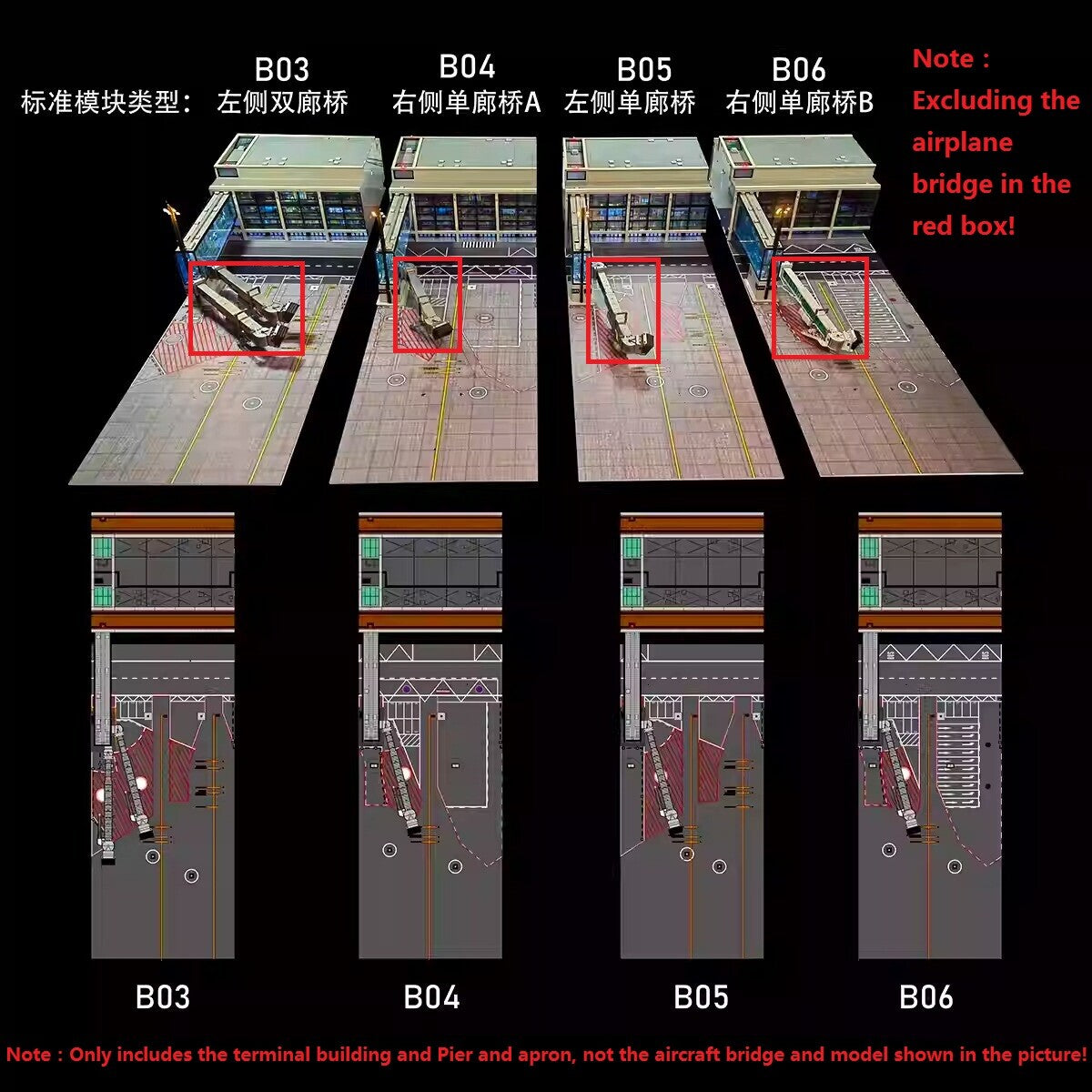1/200 Airplane Airport Module Terminal Apron Model with Lighting