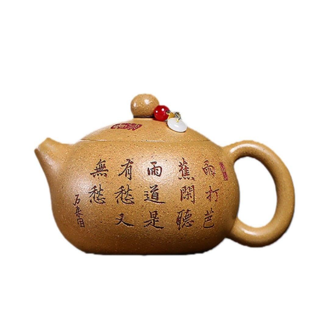 Hand Carved Xishi Pot Real Yixing Zisha Duan Clay Teapot Ball Shape Infuser Hole