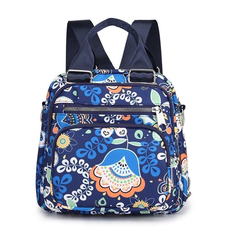 Women Nylon Backpack Waterproof Shoulder Bag Cartoon Print Rucksack Mini Casual