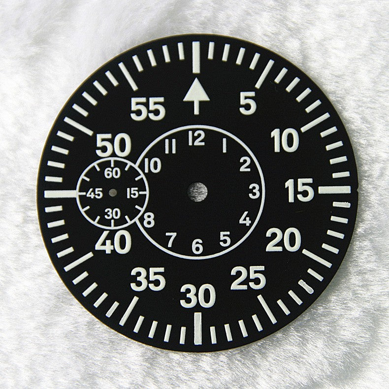 38.9MM Watch Pilot Dial Green Luminous Face Plate For ETA 6497 6498 Second @6/9
