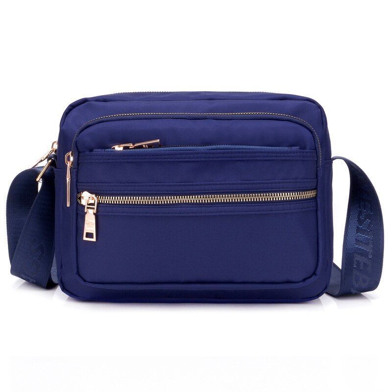 Solid Color Waterproof Nylon Shoulder Bag Crossbody Travelling Messenger Purse