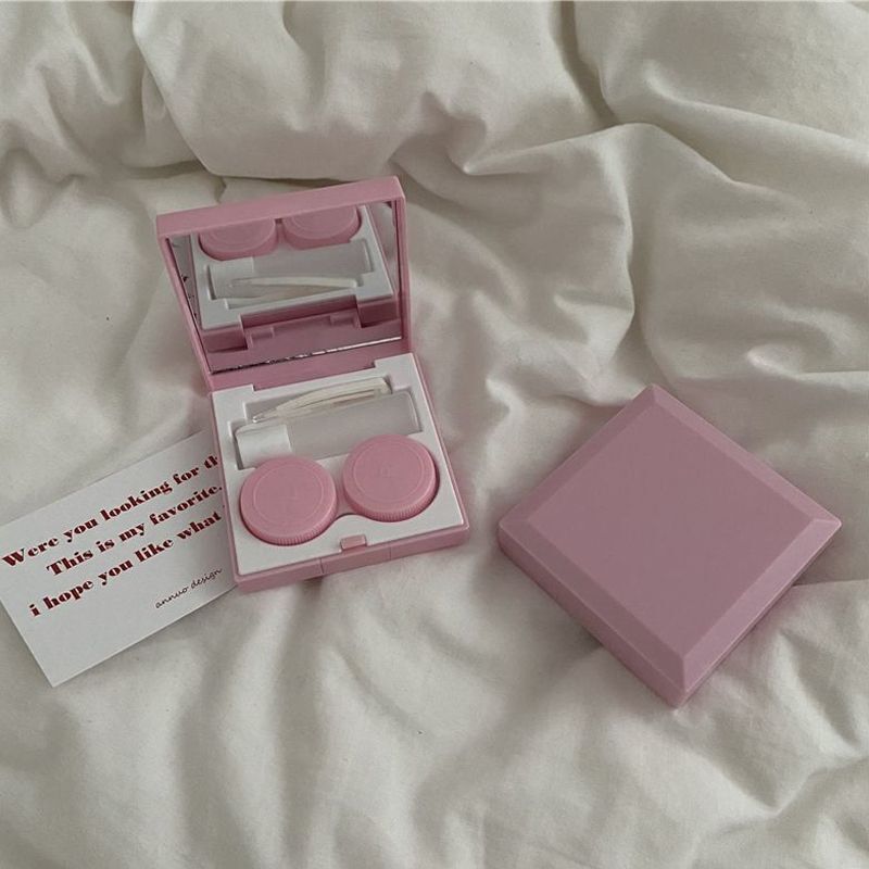 Contact Lens Cases Plastic Elegant DIY Travel Container Double Box 6.3x6.3x2.3cm