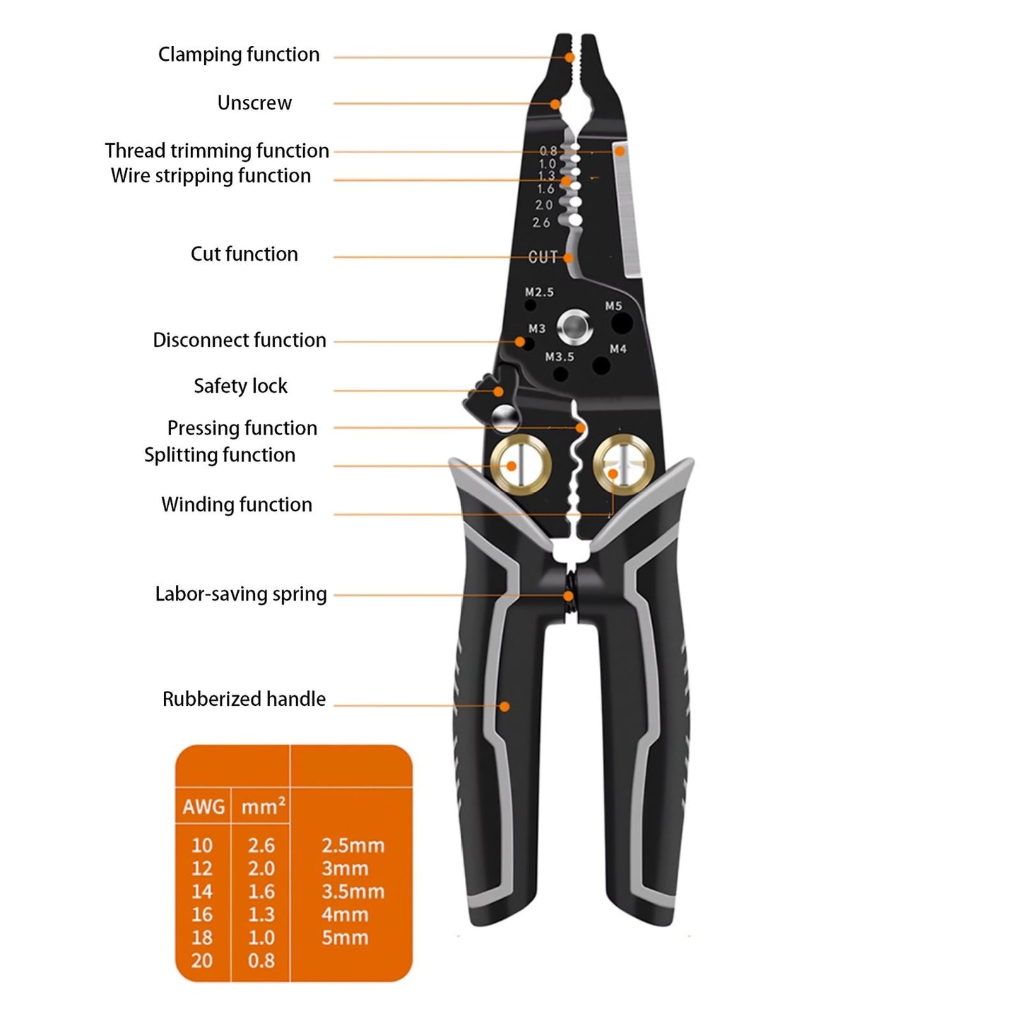 Durable Multipurpose Electrical Wire Stripping Crimper Pliers Wire Cutter