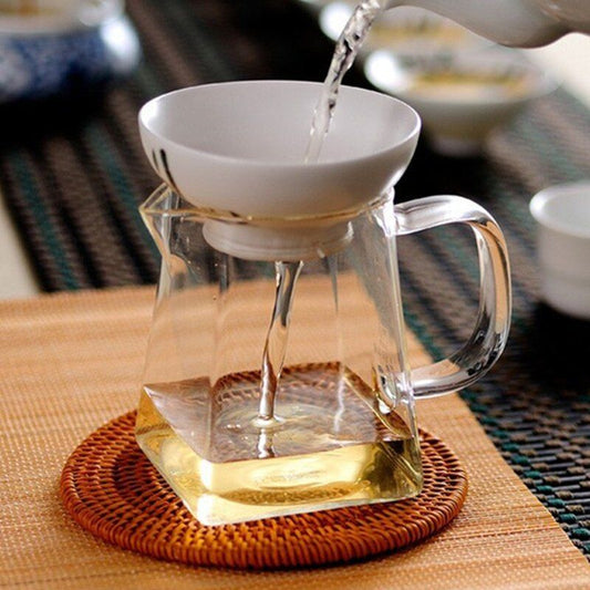 Glass Teapot Square Bottom Flower Tea Kettle Coffee Puerh Tea Pot Durable Teaset