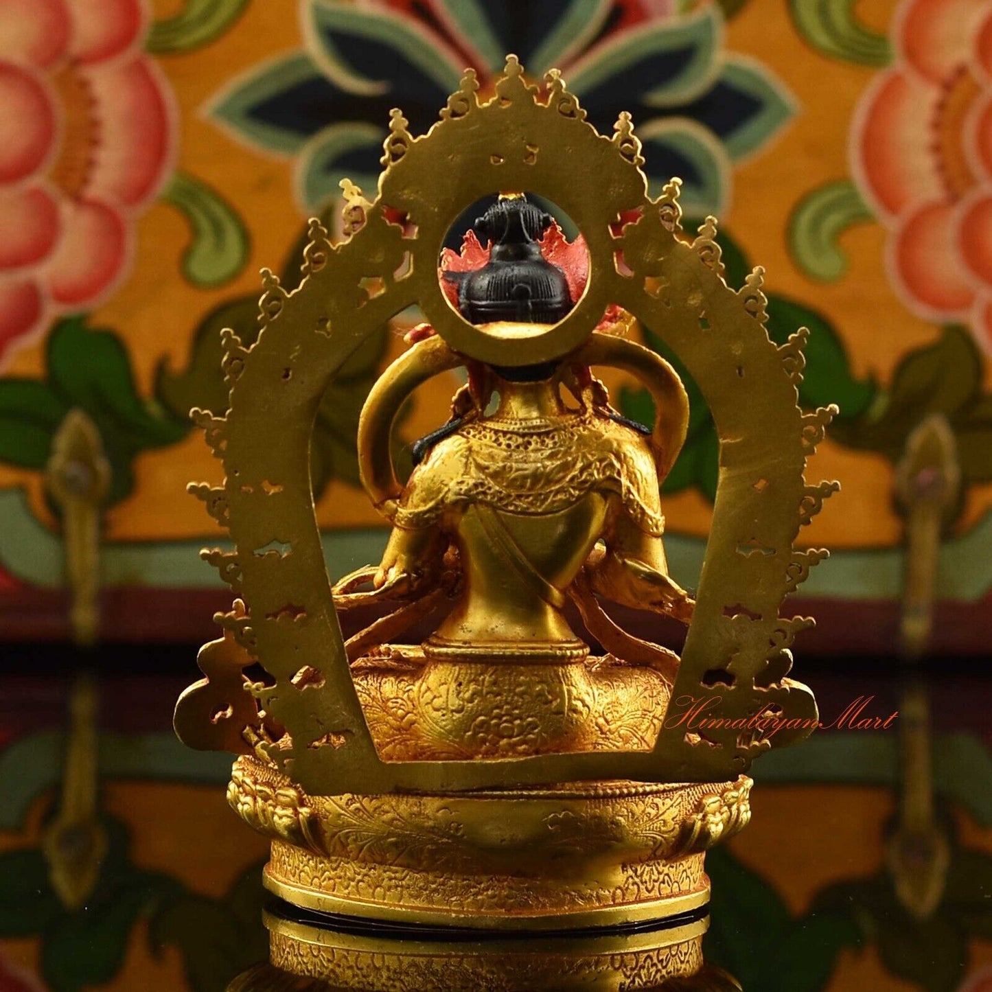 Gold Plated Framed Vajradhara / Dorje Chang Ritual Copper Statue fom Patan Nepal