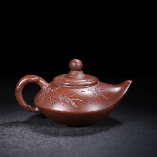 Chinese Yixing Zisha Clay Handmade Exquisite Teapot(延年益寿 底款:时朋)