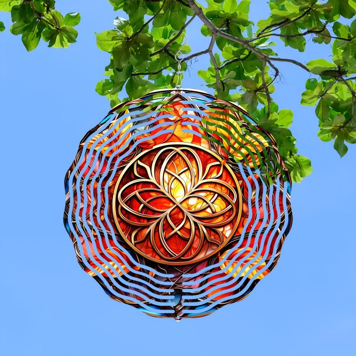 CIFbuy 10 Inch Celtic Wind Spinner 3D Metal Garden Decor Rotating Geometric Art
