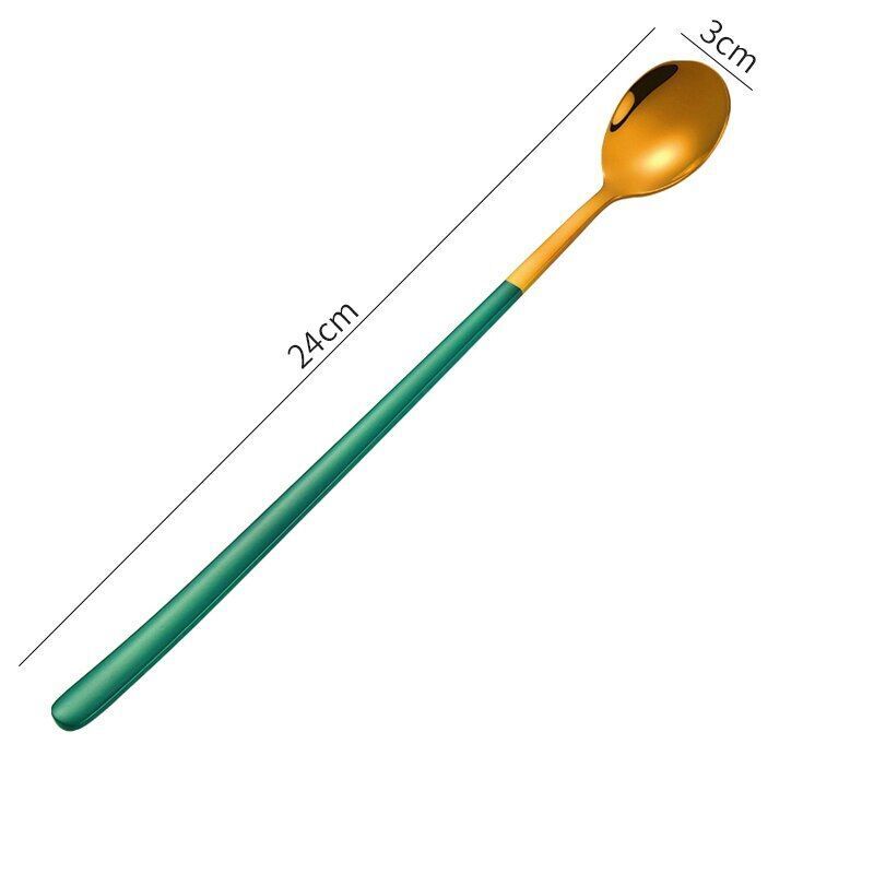 Ice Cream Spoons 304 Stainless Steel Long Handle Coffee Stirring Kitchen Utensil