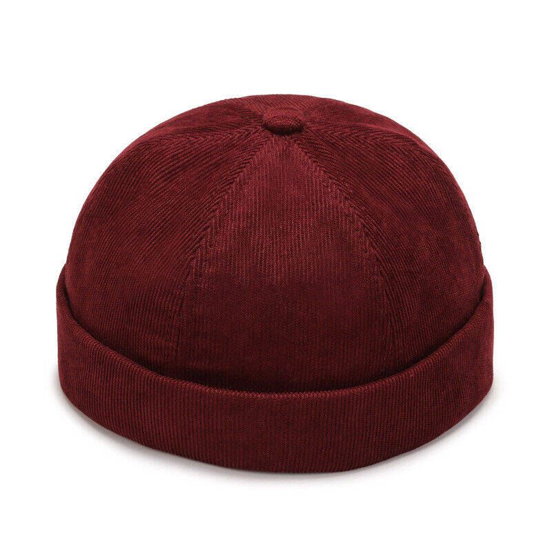Men's Beanie Hats Retro Brimless Hat Hip-hop Rolled Cuff Skullcap Sailor Caps*
