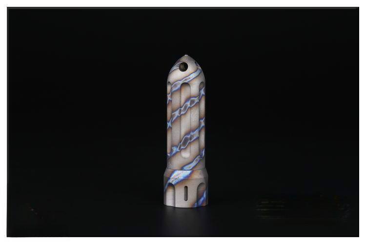 Titanium Alloy Rocket Shape Pill Case Holder Container Keychain Necklace Pendant