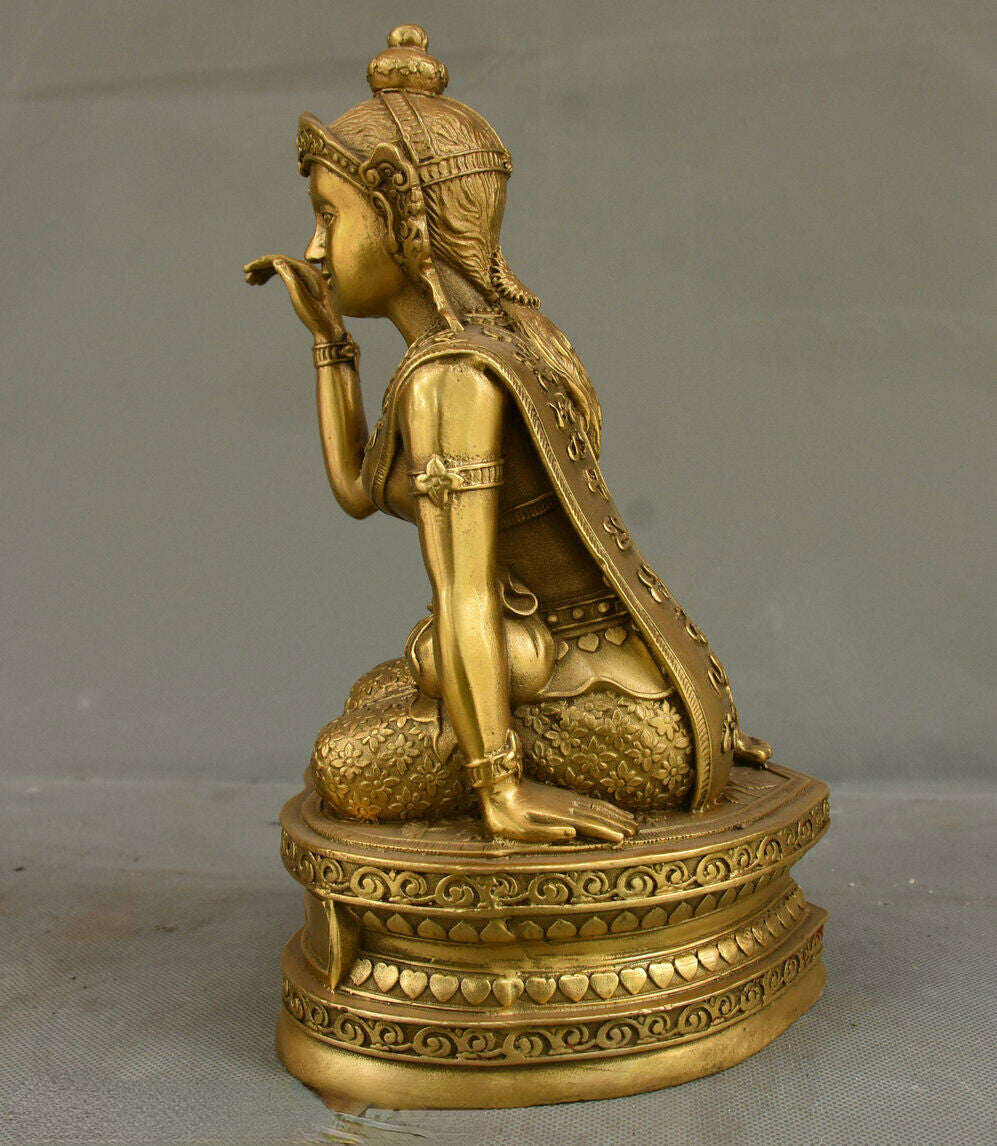 9.05" Rare Thailand Buddhism Brass Wealth Mammon God Lucky Joss Buddha Statue