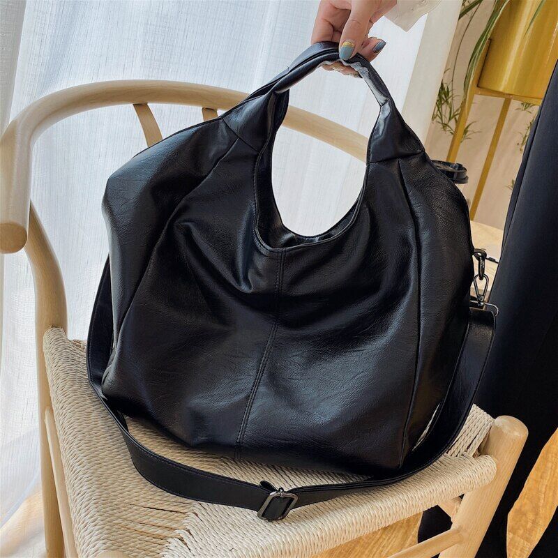White Leather Women Half Moon Bags Shopper Bag Crossbody Bag Tote Bags