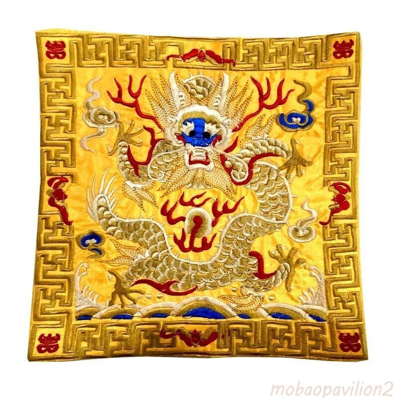 10" SILVERY SILK DRAGON BUDDHIST HAND-SEWN BROCADE ALTAR CLOTH Home Design