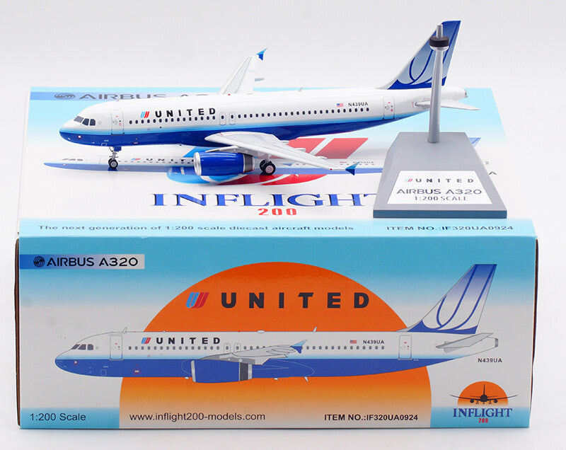 1:200 InFlight UNITED AIRBUS A320 Passenger Airplane Diecast Aircraft Model