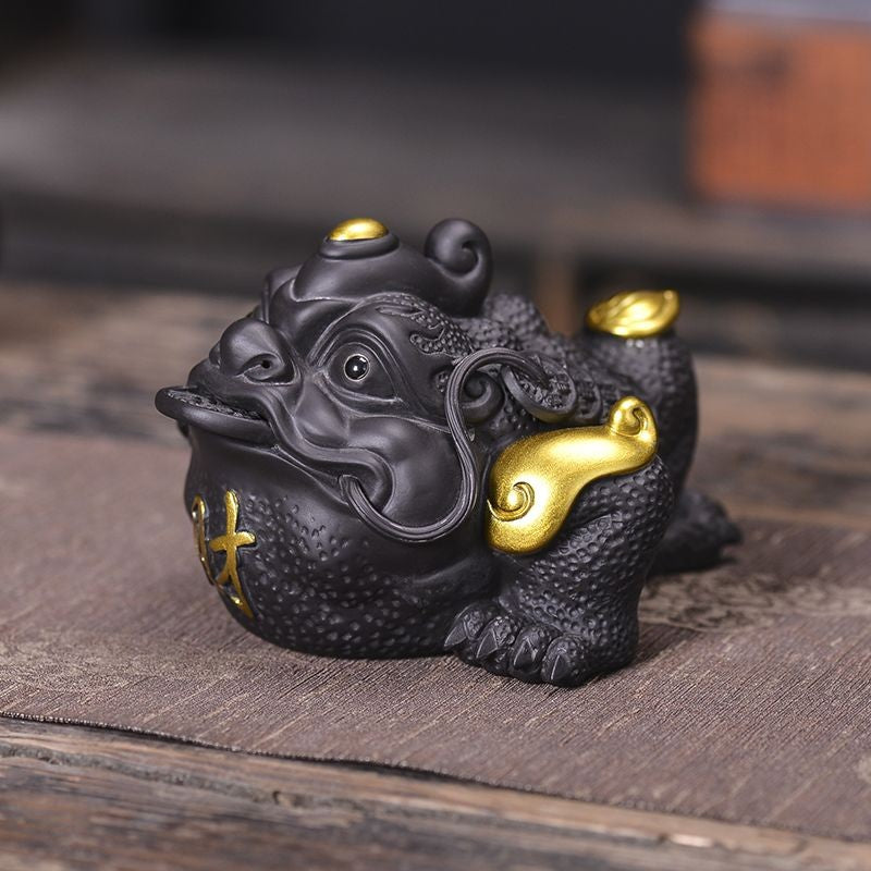 Tea Pet Purple Clay Tea Pet Fortune Golden Cicada Toad Tea Pet Ornament