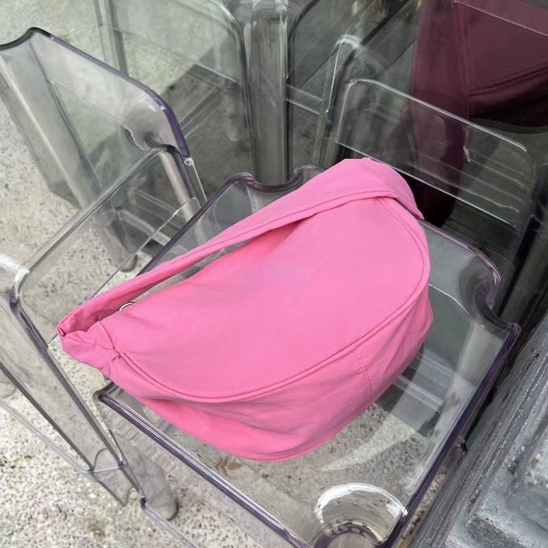 Pink Nylon Cloth Crossbody Bags Shoulder Bag Tote Zipper Purse Handbag 35*17*8CM