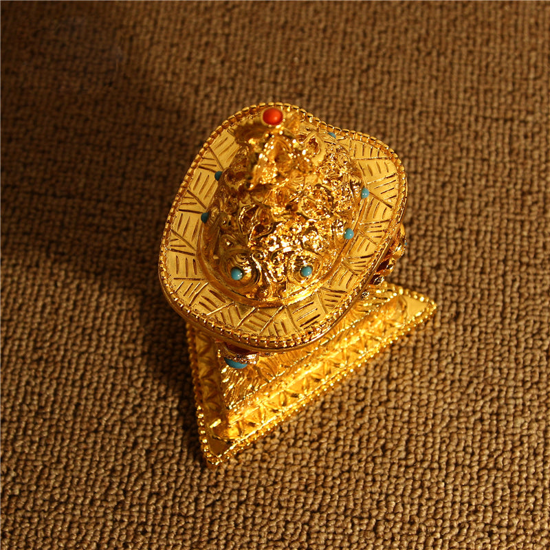 6.5X10CM TIBETAN New TANRA BUDDHISM ALTAR BLESSED GOLD GILT Gabbra KAPALA