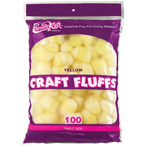 Creativity Street 100 Pack Yellow Craft Fluffs (Cotton-like Polyester), 4 oz