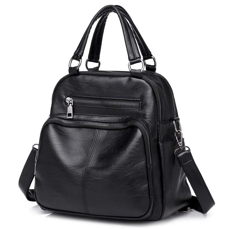 Synthetic Leather Retro Casual Shoulders Bag Backpack Handbags Multiple Pockets