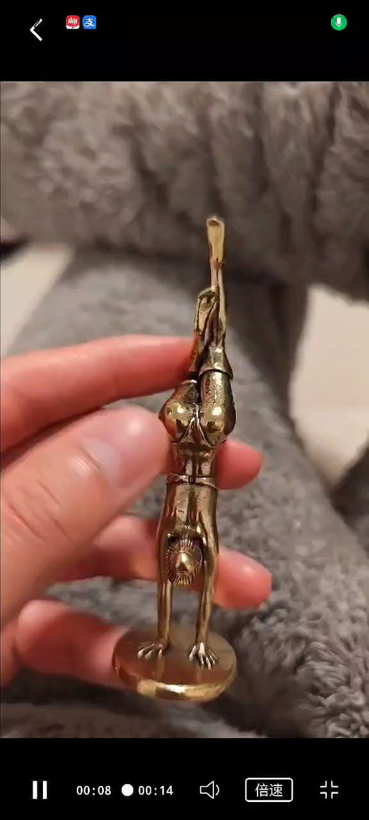 3.8 inch Solid Brass Inverted Goddess Yoga Pose Beauty Body Model Statue Decor