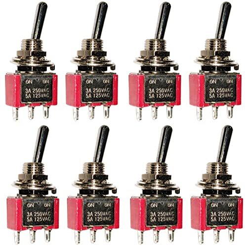 8 Pack Miniature SPDT Toggle Switch,3A 250V AC,5A 125V AC,3 Pin,0.5"x0.26"x1.13"