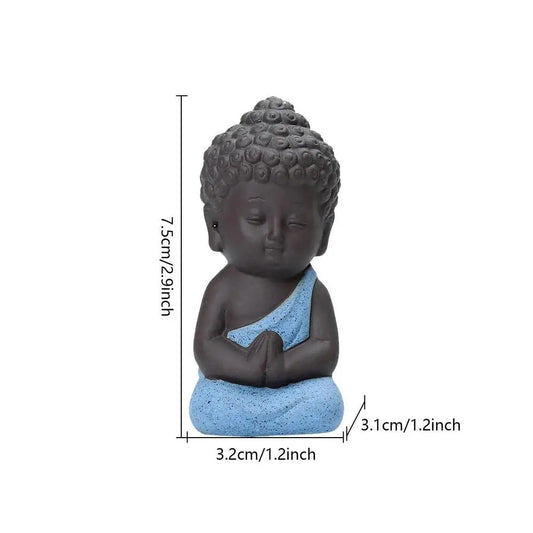 Buddha Statue Tea Pet Purple Sand Miniatures Meditation Garden Decor Sculpture