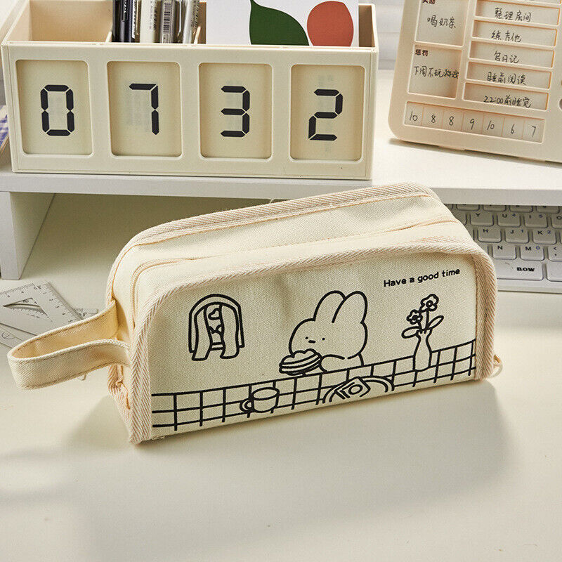 Cute Pencil Case Large Capacity Zipper School Stationery Organizer Pen Pouch Bag