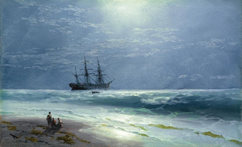 Dream-art Oil painting Landing-in-the-Moonlight-Ivan-Constantinovich-Aivazovsky-