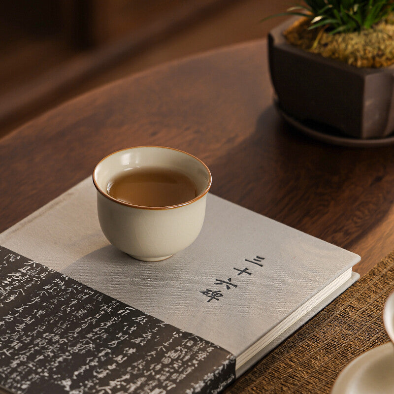 Mi Huang Ru Kiln Round Ding Tea Cup Ceramic Tea Cup Household Kung Fu Tea Set