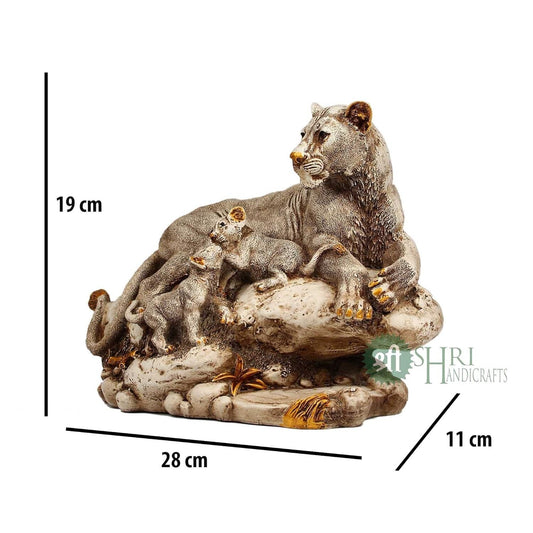 Polyresin Lioness Lion Statue with Family Idol Figurines Gifts for Home Decor
