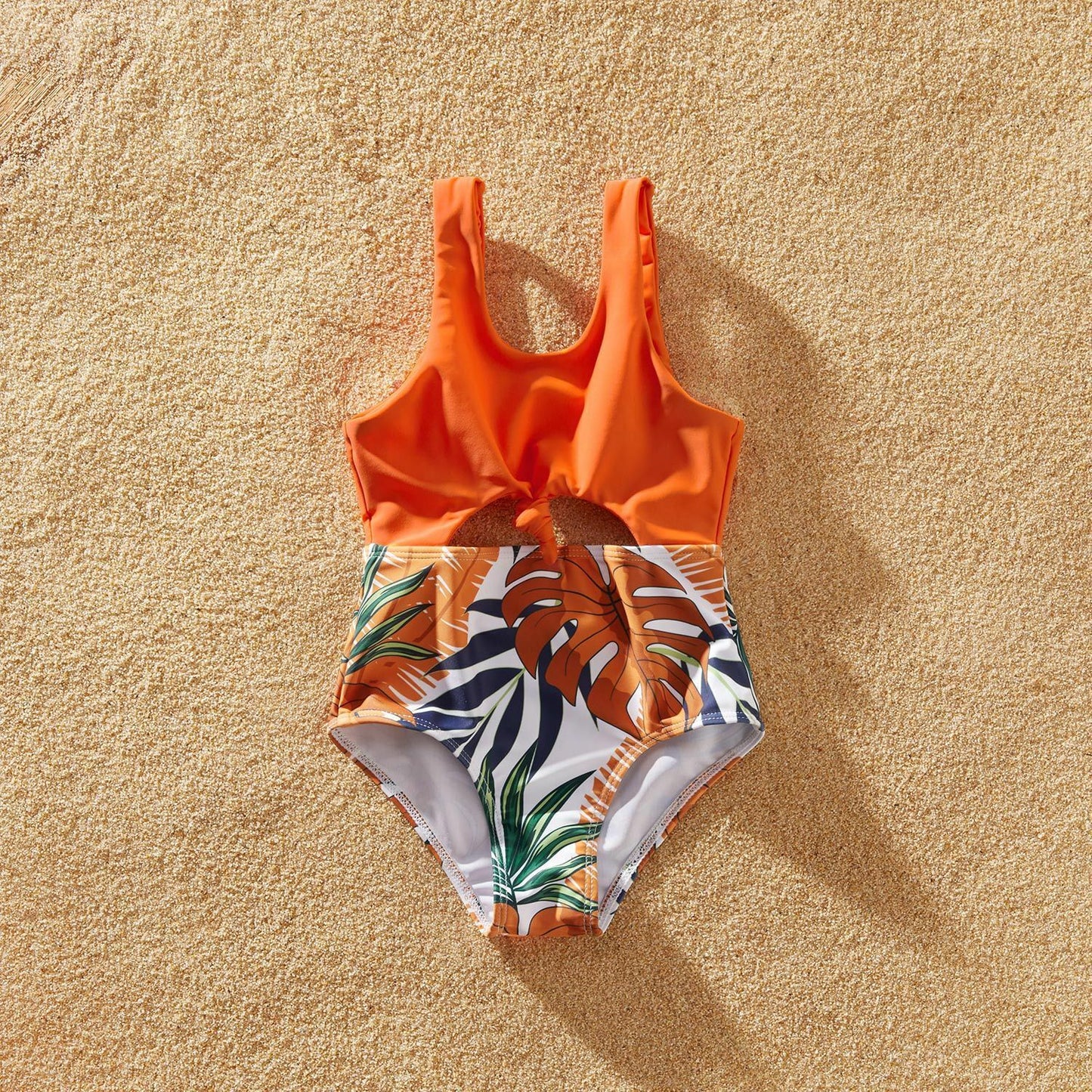 Matching Swimsuits Summer Family Look Floral Print Splice Solid One-piece Nylon