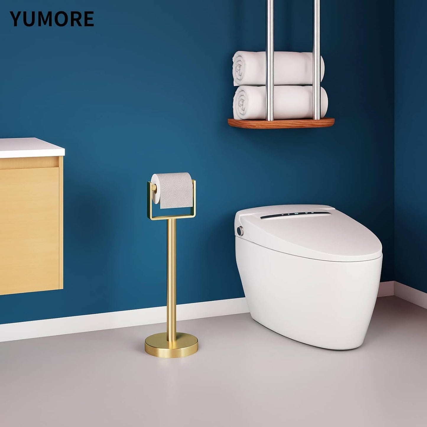 Toilet Paper Holder Free Standing, Stainless Steel Toilet Paper Stand, Weighted