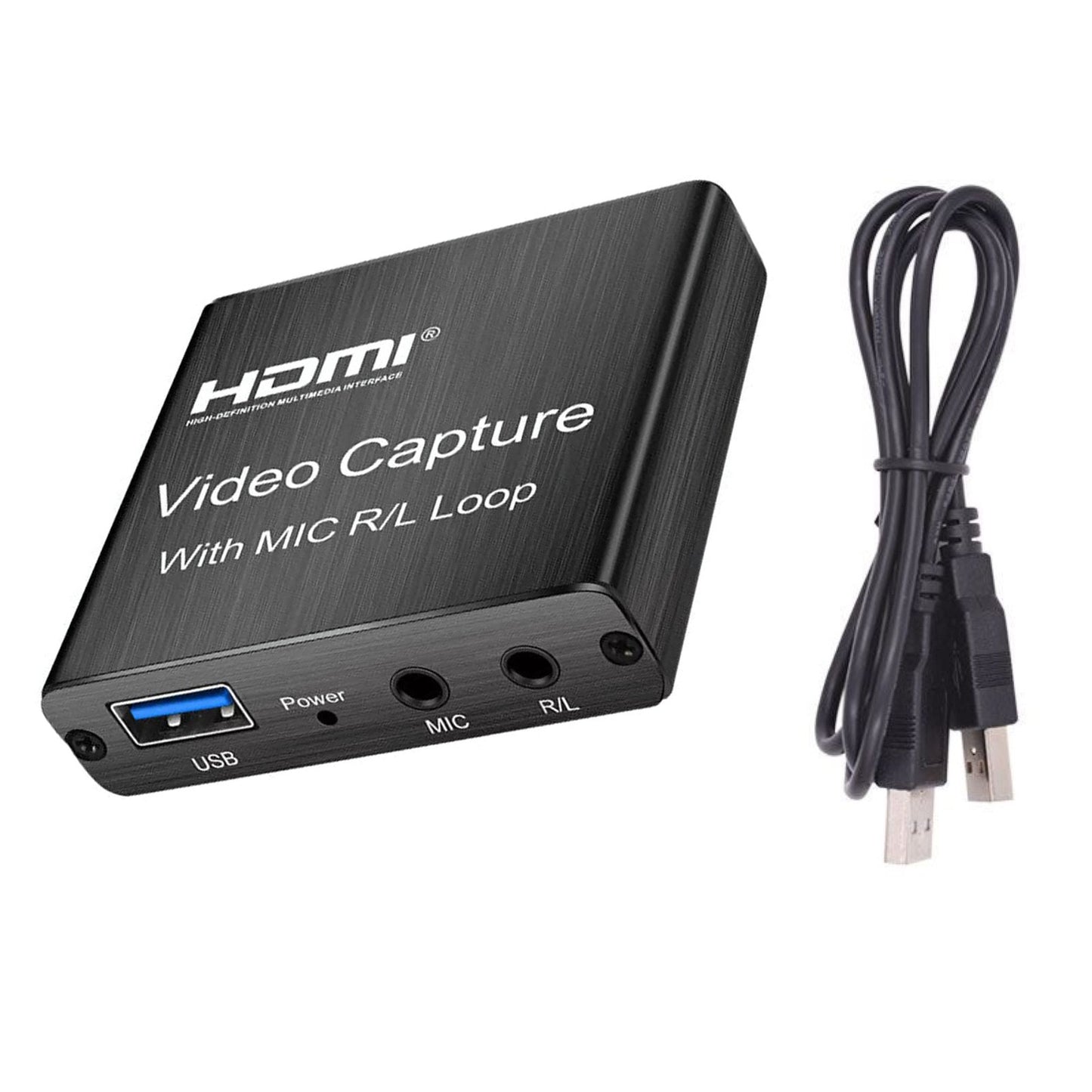 1080P Video Capture Card 4K Screen Record Game Streamer Device MIC R/L Loop