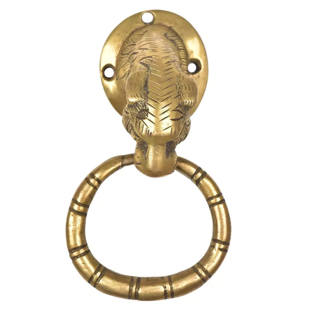 Antique Look Tiger Head Brass Ring Door Knocker Door Bell Home Decor