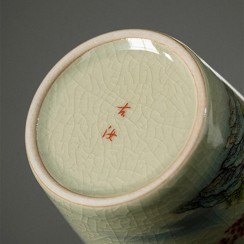 260ml Landscape Chinese Green Tea Cup Ceramic Kung Fu Teacup Ceramic Opening Cup