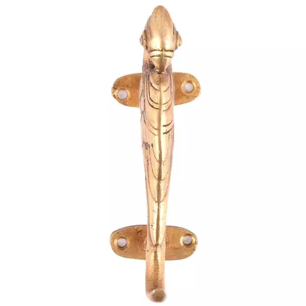 Set of 2 Antique Look Golden Brass Parrot Design Door Handles