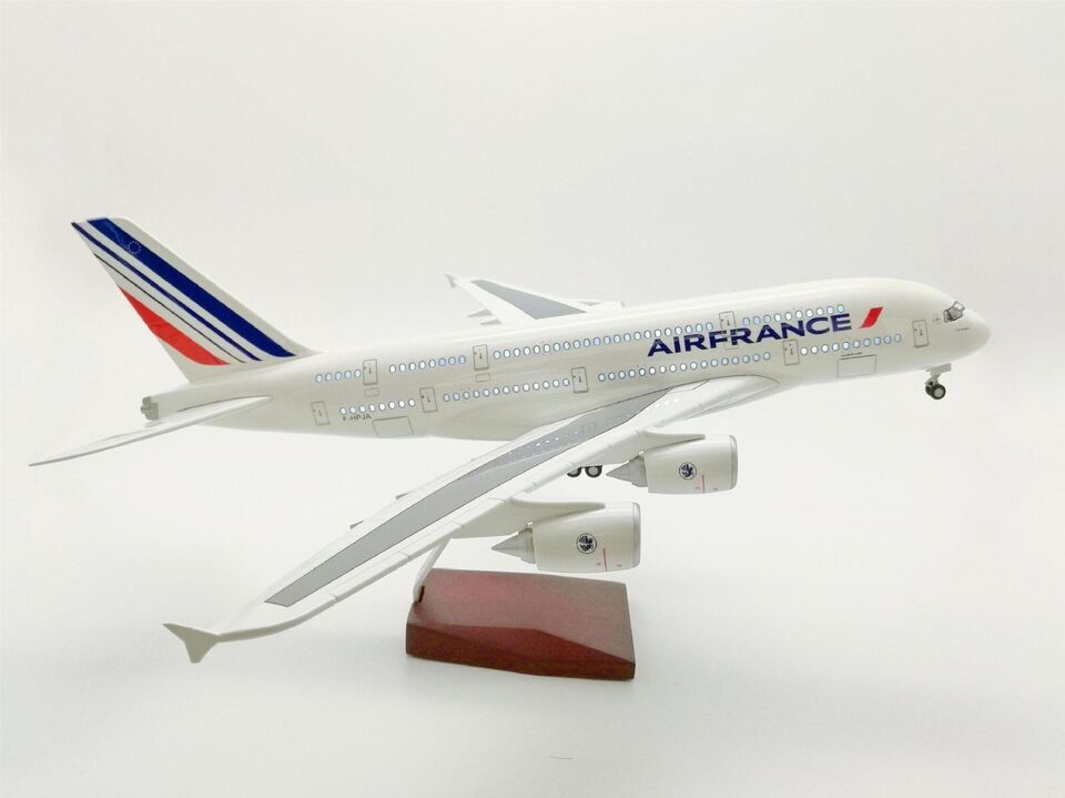 46CM AIRFRANCE AIRBUS A380 Airplane Led Sound-controlled Light Resin Plane Model