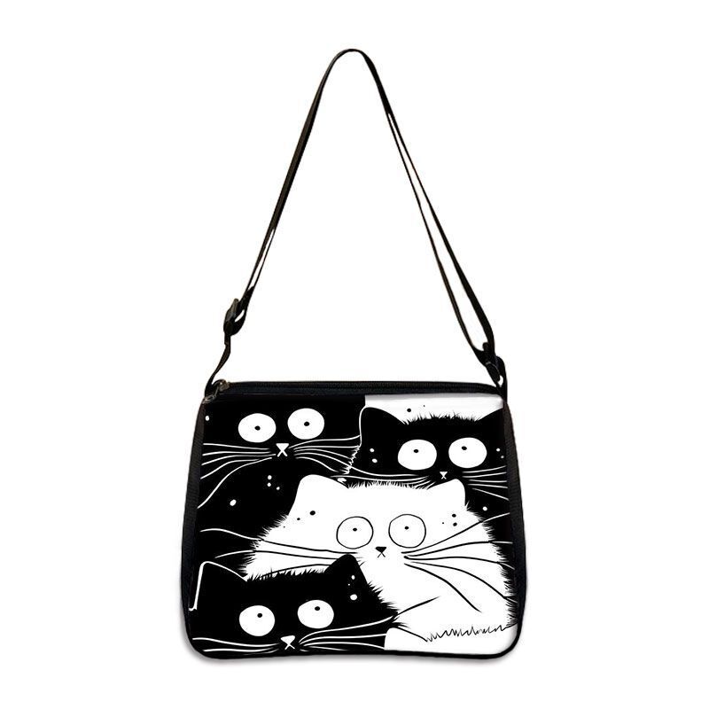 Funny Cat Cosplay Messenger Bag Handbag Canvas Underarm Shoulder Bags Crossbody